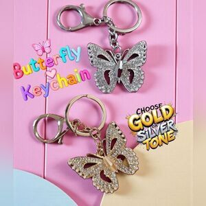 Nicole Gold Or Silver Butterfly Keychain New